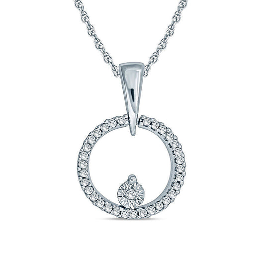 0.1 CT. T.W. Natural Diamond Circle Pendant in Sterling Silver