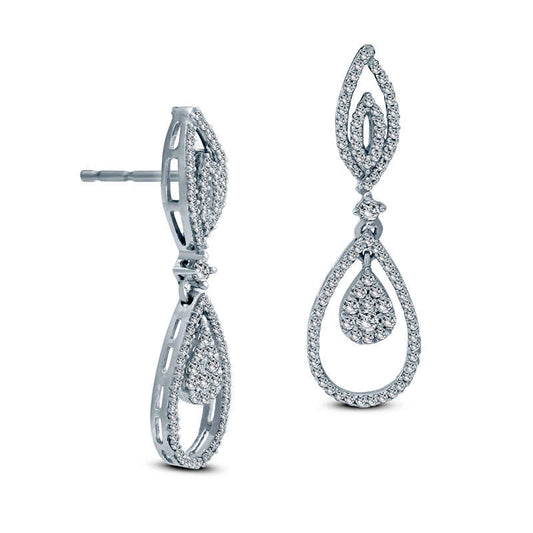 0.38 CT. T.W. Diamond Double Teardrop Earrings in 10K White Gold