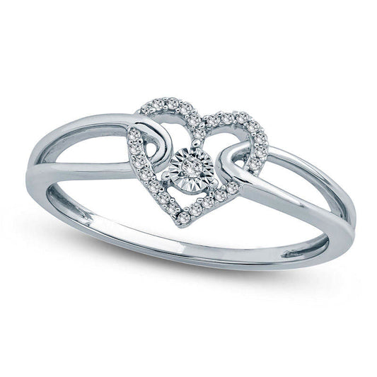 0.05 CT. T.W. Natural Diamond Heart Promise Ring in Sterling Silver
