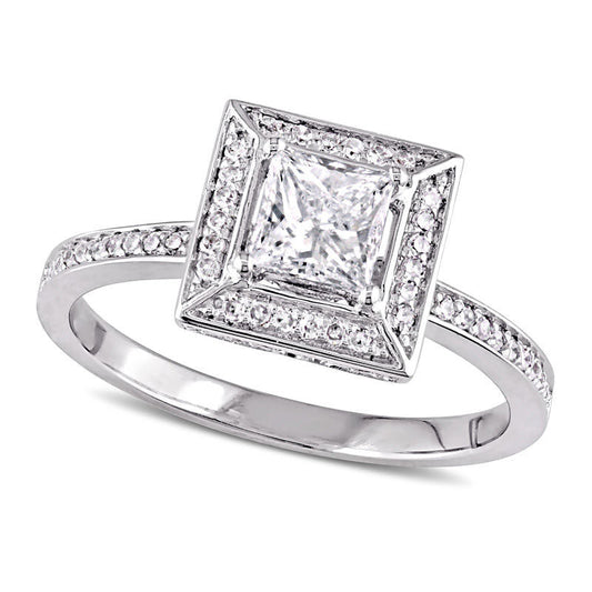 0.75 CT. T.W. Princess-Cut Natural Diamond Frame Engagement Ring in Solid 14K White Gold