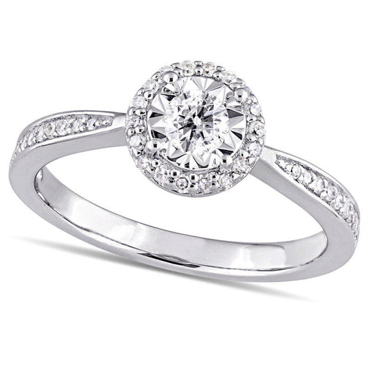 0.33 CT. T.W. Natural Diamond Frame Engagement Ring in Sterling Silver