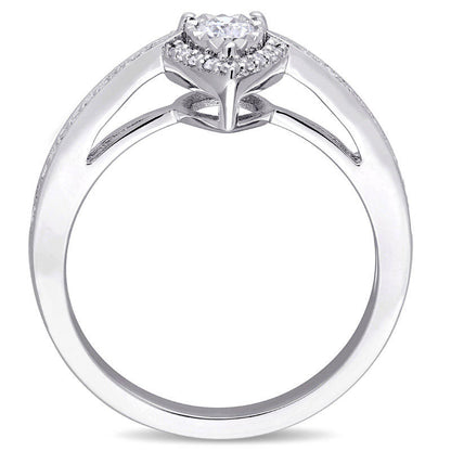 0.33 CT. T.W. Natural Diamond Pear-Shaped Frame Engagement Ring in Sterling Silver