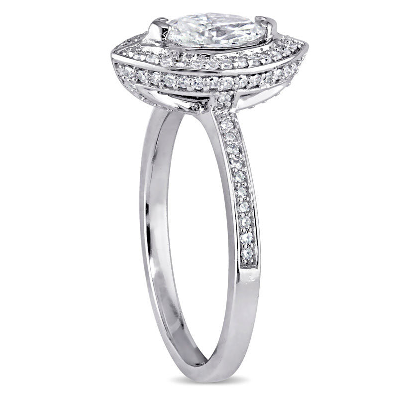 0.75 CT. T.W. Marquise Natural Diamond Frame Engagement Ring in Solid 14K White Gold