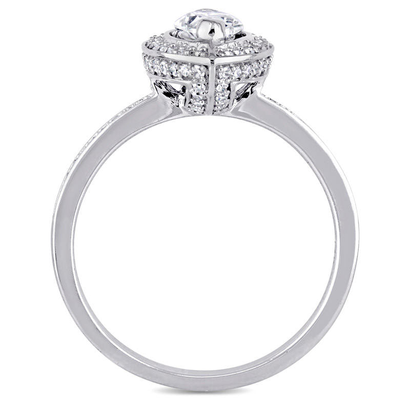 0.75 CT. T.W. Marquise Natural Diamond Frame Engagement Ring in Solid 14K White Gold