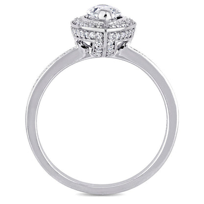 0.75 CT. T.W. Marquise Natural Diamond Frame Engagement Ring in Solid 14K White Gold
