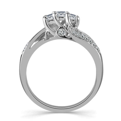 0.50 CT. T.W. Princess-Cut Natural Diamond Three Stone Engagement Ring in Solid 10K White Gold