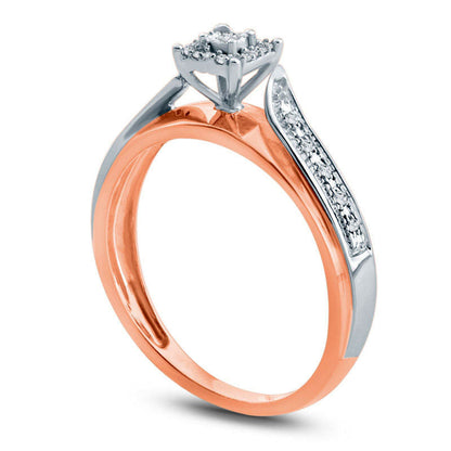 0.05 CT. T.W. Natural Diamond Square Frame Bypass Engagement Ring in Solid 10K Rose Gold