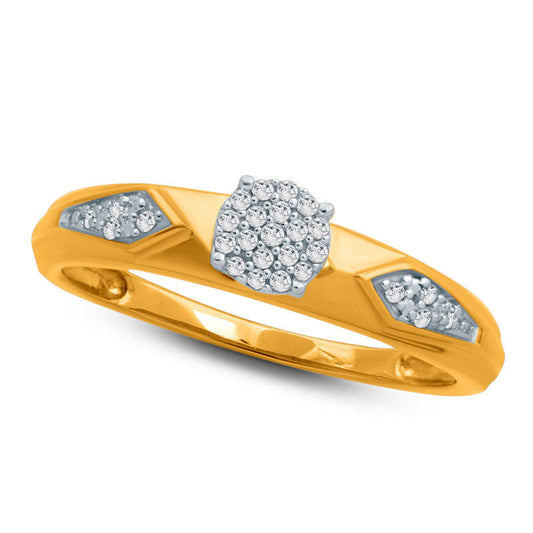 0.07 CT. T.W. Composite Natural Diamond Retro Geometric Engagement Ring in Solid 10K Yellow Gold