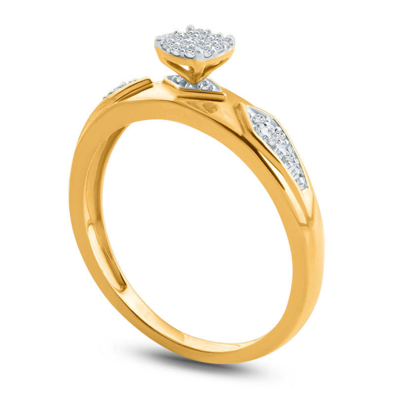 0.07 CT. T.W. Composite Natural Diamond Retro Geometric Engagement Ring in Solid 10K Yellow Gold