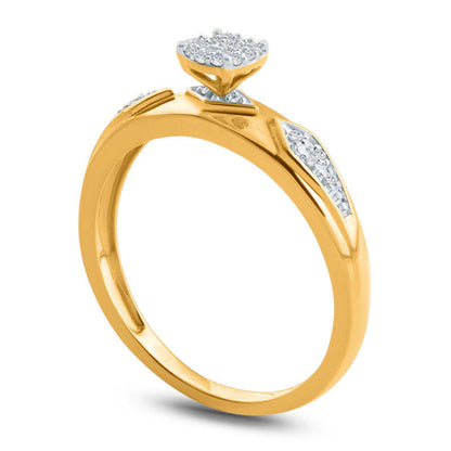 0.07 CT. T.W. Composite Natural Diamond Retro Geometric Engagement Ring in Solid 10K Yellow Gold