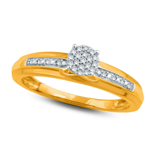 0.07 CT. T.W. Composite Natural Diamond Criss-Cross Engagement Ring in Solid 10K Yellow Gold