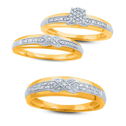 Ladies' Natural Diamond Accent Criss-Cross Wedding Band in Solid 10K Yellow Gold