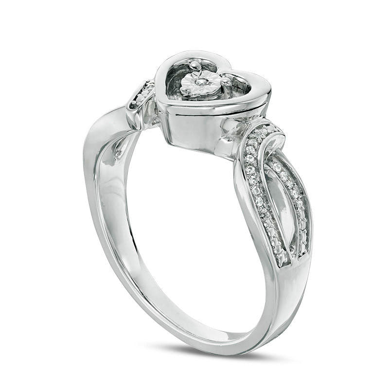 0.05 CT. T.W. Natural Diamond Heart Bypass Promise Ring in Sterling Silver