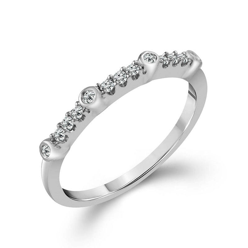 0.13 CT. T.W. Natural Diamond Station Stackable Band in Solid 10K White Gold