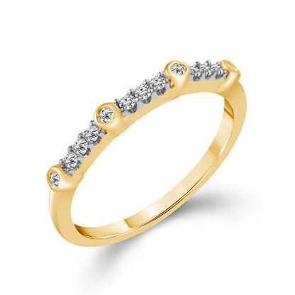 0.13 CT. T.W. Natural Diamond Station Stackable Band in Solid 10K Yellow Gold