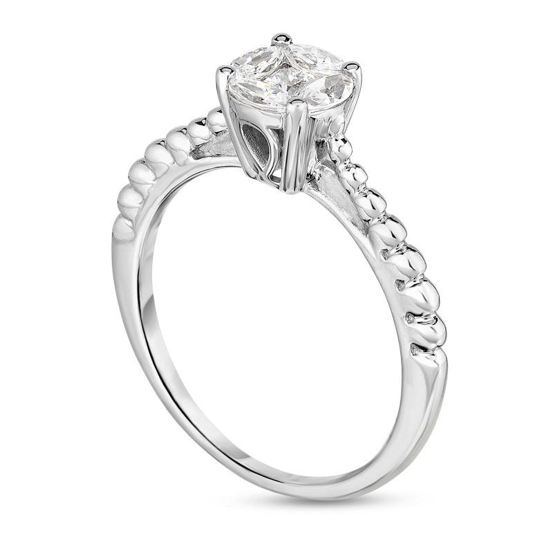 0.50 CT. T.W. Marquise and Princess-Cut Composite Natural Diamond Beaded Shank Engagement Ring in Solid 14K White Gold