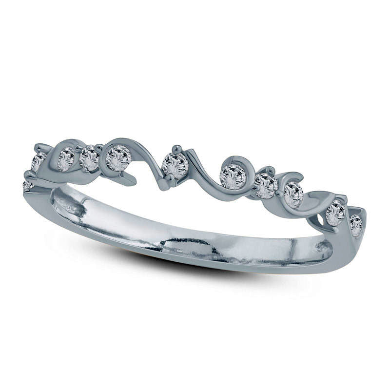 0.17 CT. T.W. Natural Diamond Swirl Stackable Band in Solid 10K White Gold