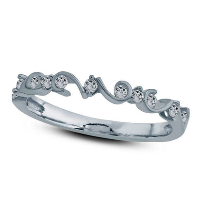 0.17 CT. T.W. Natural Diamond Swirl Stackable Band in Solid 10K White Gold