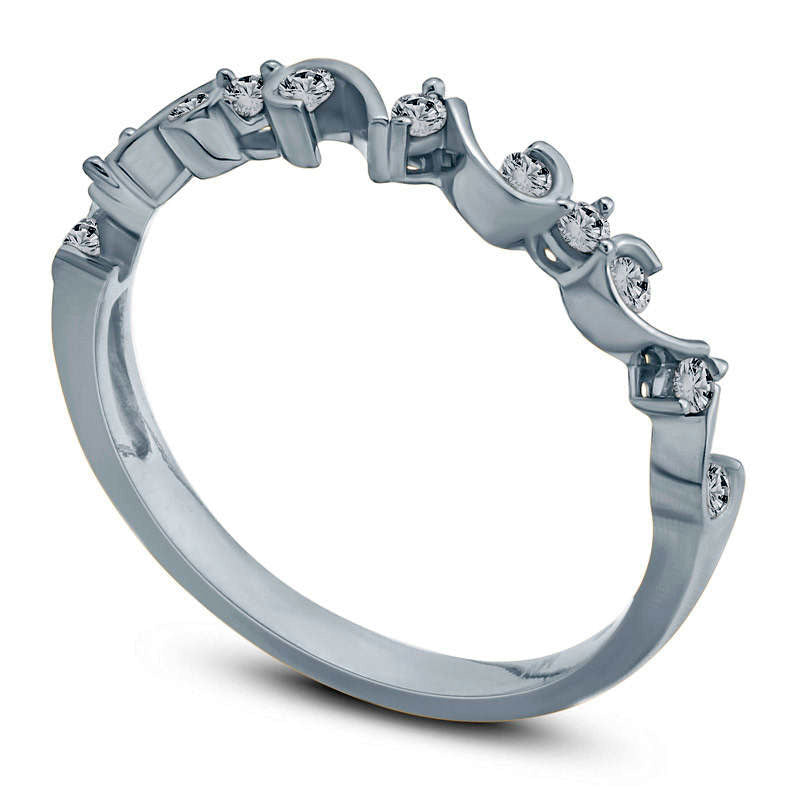 0.17 CT. T.W. Natural Diamond Swirl Stackable Band in Solid 10K White Gold