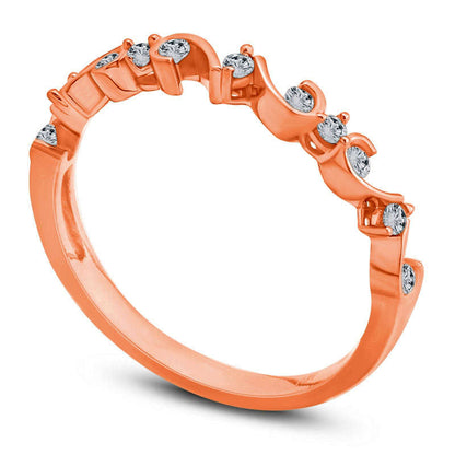 0.17 CT. T.W. Natural Diamond Swirl Stackable Band in Solid 10K Rose Gold