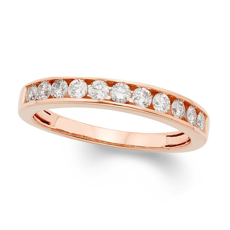 0.50 CT. T.W. Certified Natural Diamond Wedding Band in Solid 14K Rose Gold (I/I1)
