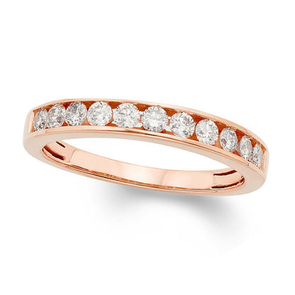 0.50 CT. T.W. Certified Natural Diamond Wedding Band in Solid 14K Rose Gold (I/I1)