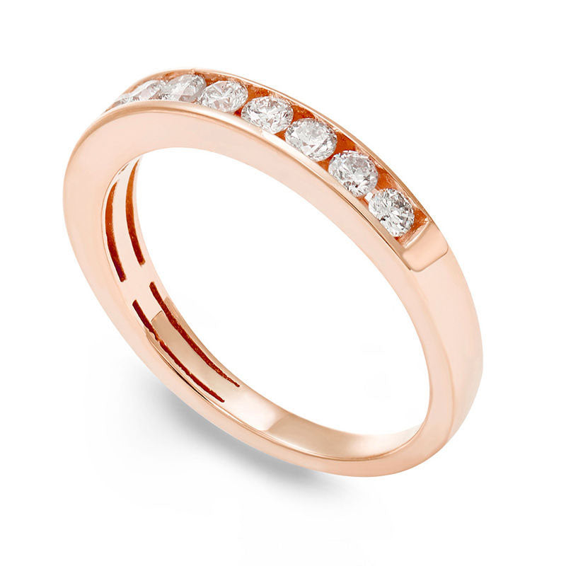 0.50 CT. T.W. Certified Natural Diamond Wedding Band in Solid 14K Rose Gold (I/I1)