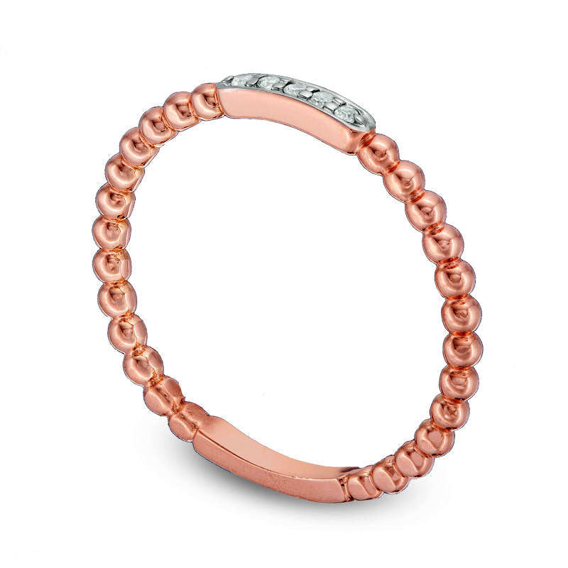 0.05 CT. T.W. Natural Diamond Beaded Anniversary Band in Solid 10K Rose Gold