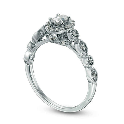0.50 CT. T.W. Oval Natural Diamond Frame Bridal Engagement Ring Set in Solid 14K Gold