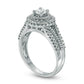 0.75 CT. T.W. Natural Diamond Double Frame Rope Twist Engagement Ring in Solid 14K White Gold