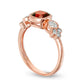 6.0mm Cushion-Cut Garnet, White Sapphire and Natural Diamond Accent Antique Vintage-Style Ring in Solid 10K Rose Gold