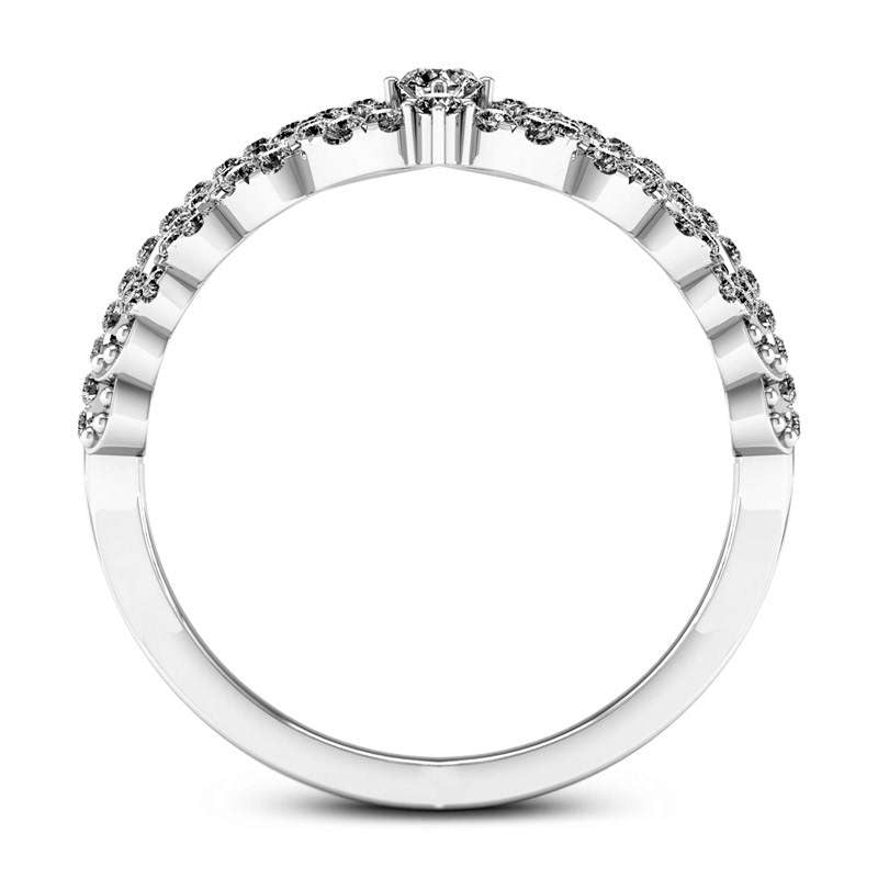 0.33 CT. T.W. Natural Diamond Heart Crown Ring in Solid 10K White Gold