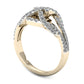 0.50 CT. T.W. Natural Diamond Crossover X" Loop Ring in Solid 10K Yellow Gold"