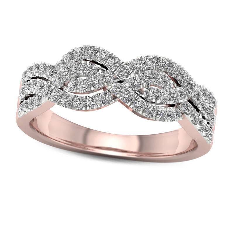 0.50 CT. T.W. Natural Diamond Braided Twist Ring in Solid 10K Rose Gold