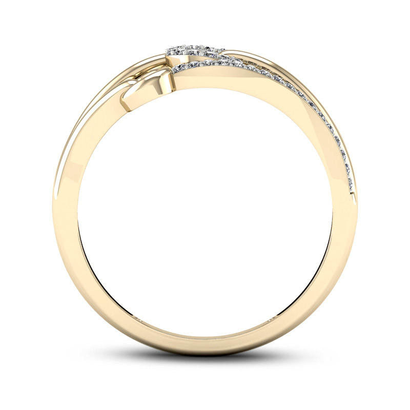 0.13 CT. T.W. Natural Diamond Triple Circle Multi-Row Ring in Solid 10K Yellow Gold