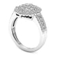1.0 CT. T.W. Natural Diamond Triple Frame Multi-Row Ring in Solid 10K White Gold