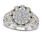 1.0 CT. T.W. Natural Diamond Frame Flower Ring in Solid 10K Two-Tone Gold