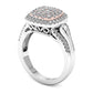 0.75 CT. T.W. Quad Natural Diamond Triple Cushion Frame Ring in Solid 10K Two-Tone Gold