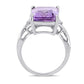 Emerald-Cut Amethyst and White Topaz Split Shank Ring in Sterling Silver