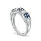 Quad Lab-Created Blue Sapphire Three Stone Ring in Sterling Silver