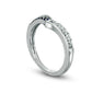 Lab-Created Blue and White Sapphire Chevron Band in Sterling Silver