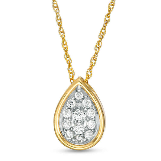 0.33 CT. T.W. Composite Natural Diamond Teardrop Pendant in 10K Yellow Gold