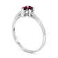Marquise Ruby and Natural Diamond Accent Three Stone Leaf Ring in Solid 14K White Gold