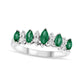 Marquise Emerald and 0.13 CT. T.W. Natural Diamond Nine Stone Illusion Ring in Solid 14K White Gold