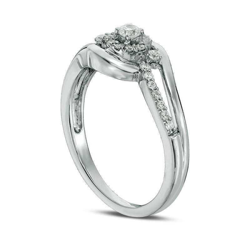 0.20 CT. T.W. Natural Diamond Frame Swirl Bypass Promise Ring in Solid 10K White Gold