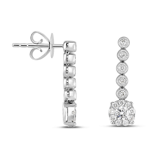 0.5 CT. T.W. Diamond Frame Vintage-Style Drop Earrings in 10K White Gold