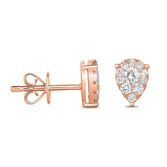 0.38 CT. T.W. Diamond Teardrop Frame Stud Earrings in 10K Rose Gold
