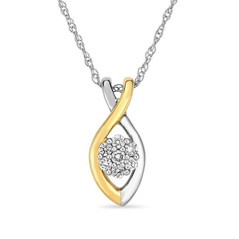 0.1 CT. T.W. Composite Natural Diamond Twist Pendant in 10K Two-Tone Gold