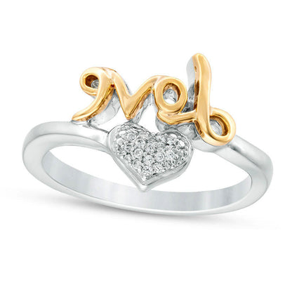 0.05 CT. T.W. Composite Natural Diamond Heart Love" Ring in Sterling Silver and Solid 10K Yellow Gold"