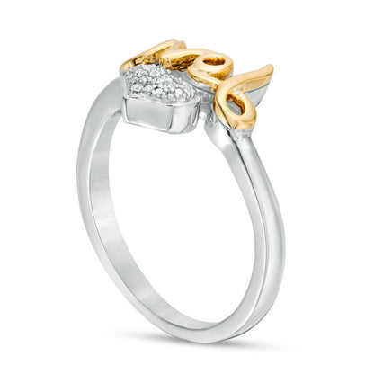0.05 CT. T.W. Composite Natural Diamond Heart Love" Ring in Sterling Silver and Solid 10K Yellow Gold"